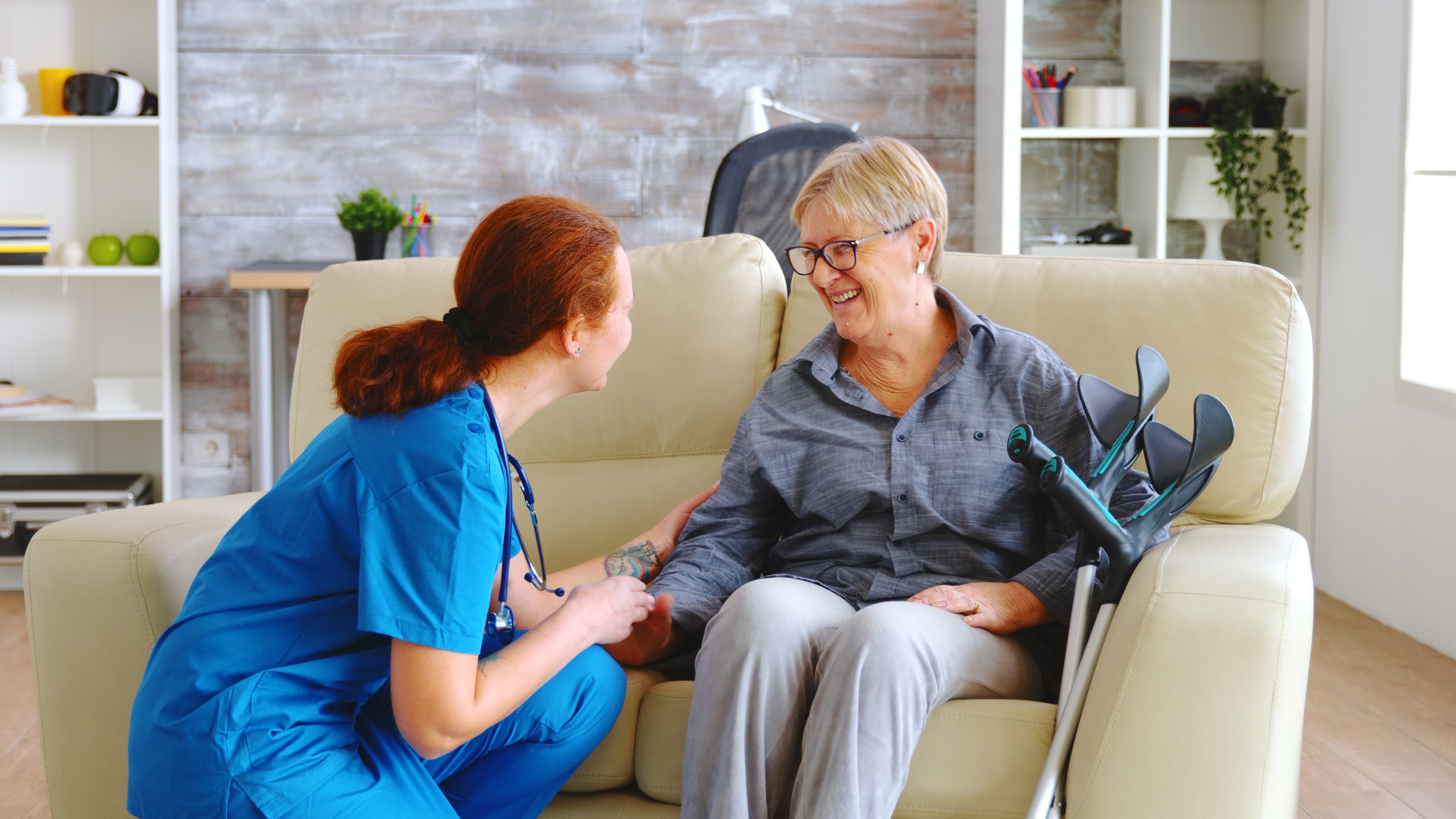 Nurse sharing a joyful moment with a patient